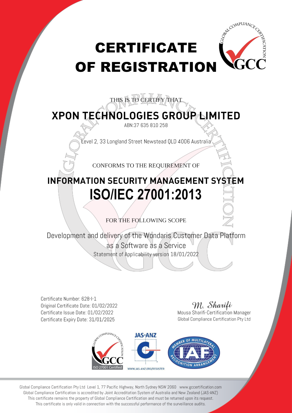 ISO 27001 Certificate - Click to view PDF Version